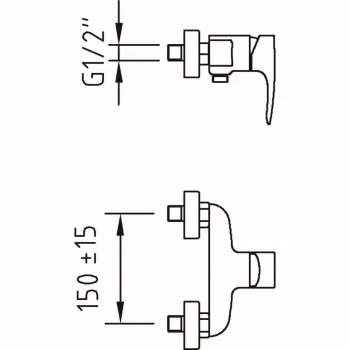  LEVER SHOWER MIXER TAP VALVE 150MM CENTRES 