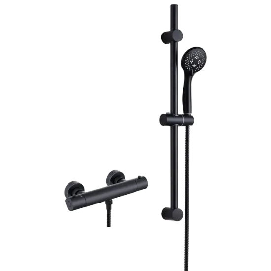 Gem Thermostatic Bar Mixer With Shower Rail Kit Black