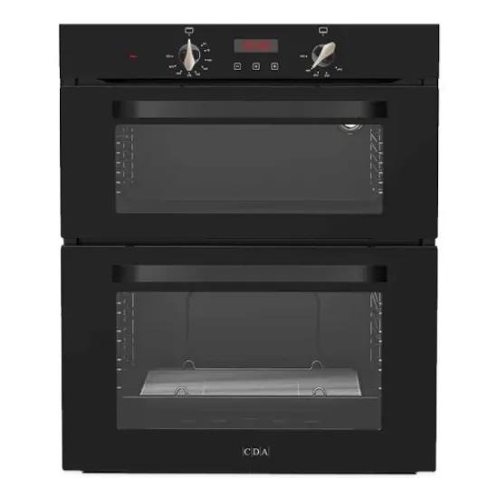 CDA DG595BL black LPG double oven for static caravans and lodges