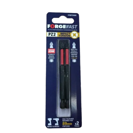 ForgeFast Impact Bits PZ2 x 89mm Card of 2