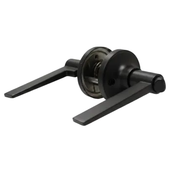 Black Flat Bar Privacy Handle Set 25mm Tube Latch