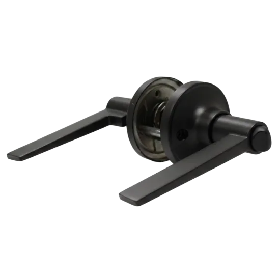 Black Flat Bar Privacy Handle Set 25mm Tube Latch