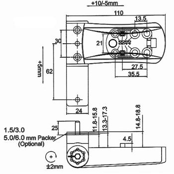 3D Adjustable UPVC Flag Hinge Anthracite Grey