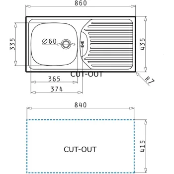 Linen Stainless Steel Sink and Waste Kit 860mm x 435mm ( CA1 )